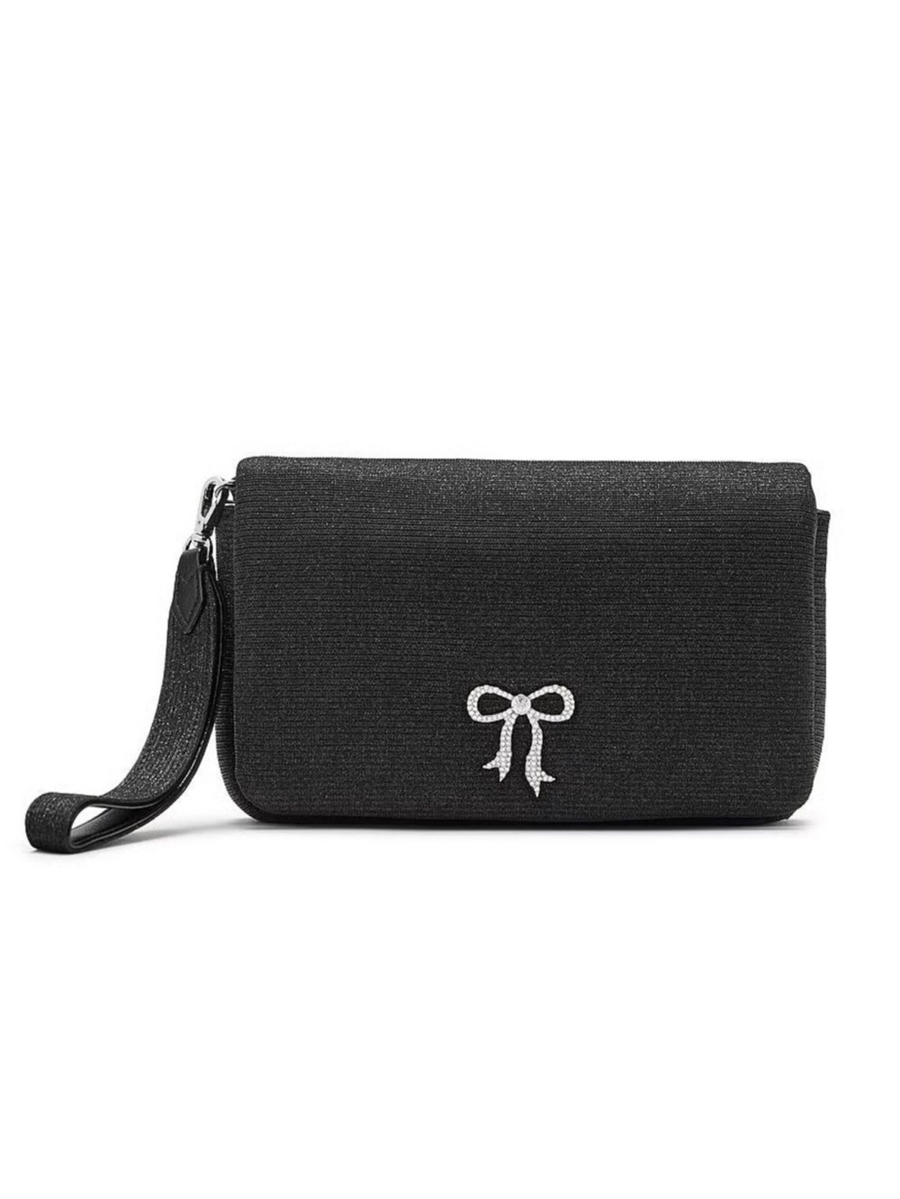 Victoria’s Secret Black Sparkle Bow Clutch Mini Women’s Bag NWT